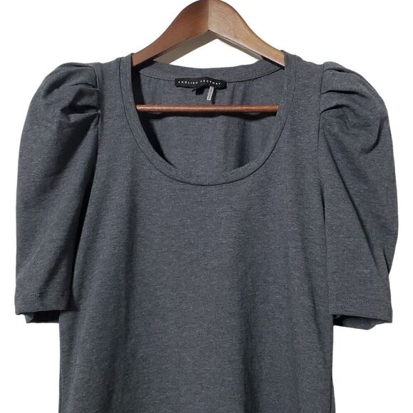 English Factory Pleated Puff Sleeve Top Blouse Size XS Gray Womens - Picture 3 of 9